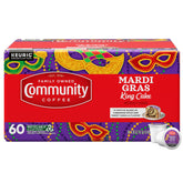Community Coffee empaque frontal mostrando 60 cápsulas y sabor King Cake
