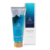 Conscious Coconut tubo frontal mostrando tamaño TSA y cierre hermético