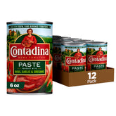 Contadina lata frontal con etiqueta clara y sabor italiano realzado