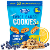 COOPER STREET bolsa frontal mostrando los mini biscotti y beneficio de compartir