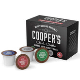 Cooper's Cask Coffee caja frontal mostrando 24 cápsulas y diseño elegante, ideal para regalo