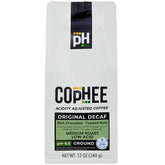 COpHEE bolsa frontal Low Acid Decaf mostrando pH y beneficios digestivos