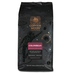 Copper Moon paquete frontal mostrando 5 lb y sello de tueste medio