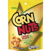Corn Nuts frente del empaque mostrando sabor chile picante con limón y conveniencia