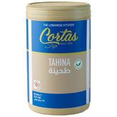 Cortas tahina vista frontal bote mostrando envase y sello de calidad