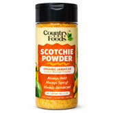 Country Foods envase frontal de Scotchie Powder mostrando etiqueta e intensidad de sabor
