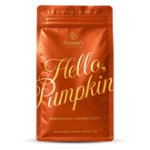 Couple's Coffee frente del embalaje mostrando sabor pumpkin spice y atractivo visual
