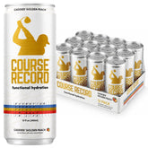 COURSE RECORD vista frontal de lata mostrando marca y diseño, refresco funcional