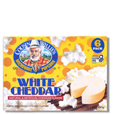 Cousin Willie's frente de caja White Cheddar mostrando seis bolsas, conveniencia inmediata