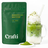 Crafti matcha frente del envase mostrando frescura y origen