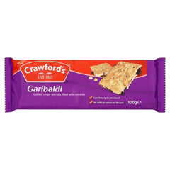 Crawfords Garibaldi frente del paquete mostrando galletas y conveniencia