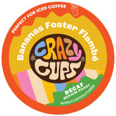 Crazy Cups caja 22 cápsulas Bananas Foster frente mostrando diseño y cuenta