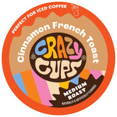 Crazy Cups cápsula frontal del paquete mostrando sabor y cantidad, conveniencia inmediata