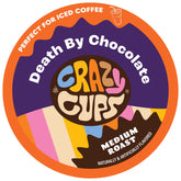 Crazy Cups cápsula frontal mostrando paquete y sabor chocolate intenso
