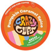 Crazy Cups frente del paquete Pumpkin Caramel con diseño otoñal y conveniencia