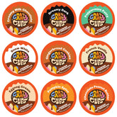 Crazy Cups frente del paquete mostrando el surtido de 40 cápsulas y conveniencia