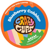 Crazy Cups empaque frontal mostrando 22 cápsulas y sabor blueberry cobbler