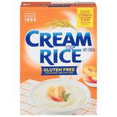 Cream of Rice vista frontal de la caja mostrando marca y peso, conveniencia de uso