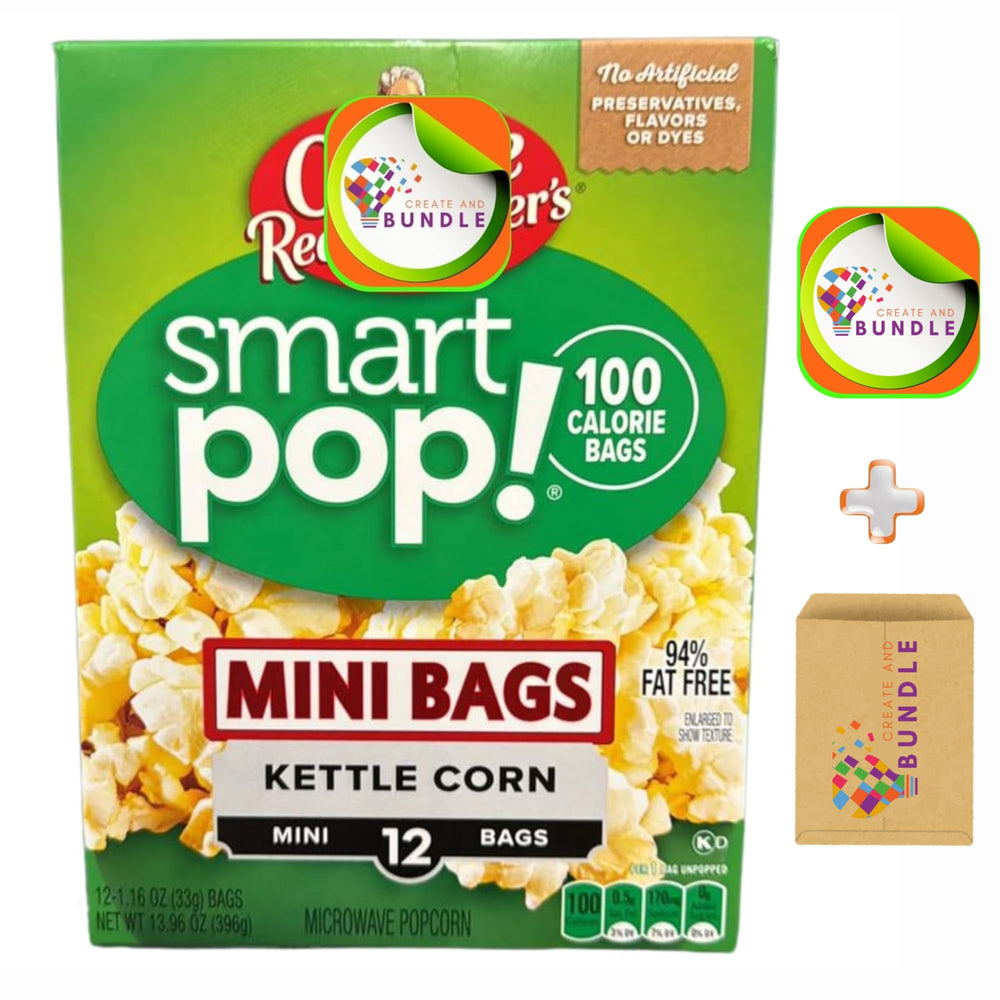 Create and Bundle vista frontal del paquete mostrando 12 mini bolsas y conveniencia