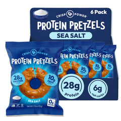CRISP POWER frente del empaque mostrando 6 pack y beneficio de proteína