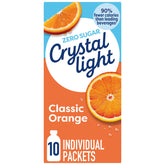 Crystal Light frente del empaque mostrando 120 sobres, práctico almacenamiento