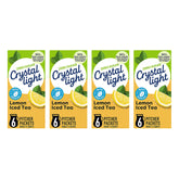 Crystal Light decaf paquete frontal mostrando sobres y marca, conveniencia inmediata