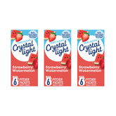 Crystal Light empaque frontal Strawberry Watermelon mostrando la caja y beneficio refrescante