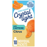 Crystal Light frente del empaque mostrando 4 paquetes y ahorro inmediato