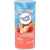 Crystal Light empaque frontal mostrando cuatro canisters y marca clara