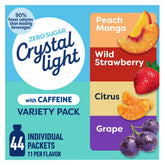 Crystal Light frente del empaque mostrando variedad y conveniencia