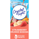 Crystal Light frente del empaque mostrando cantidad y sabor, conveniente para reponer