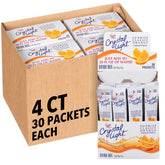 Crystal Light frente del paquete mostrando sobres individuales y conveniencia