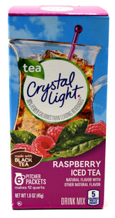 Crystal Light empaque frontal mostrando sobres y marca, facilidad de uso
