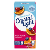 Crystal Light paquete frontal mostrando 72 sobres y beneficio de bajos calorías
