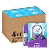 Crystal Light empaque frontal mostrando cajas y cantidad total como beneficio portabilidad