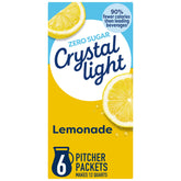 Crystal Light empaque frontal mostrando 72 sobres y beneficio de bajo contenido calórico