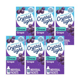 Crystal Light empaque frontal mostrando sabor uva y ventaja baja en calorías