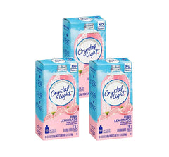 Crystal Light caja frontal mostrando 3 cajas y 30 sobres, facilita almacenamiento