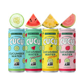 CUCU pack tropical frontal mostrando las 12 latas, hidratación limpia