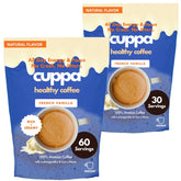 Cuppa Healthy Coffee frontal del envase mostrando la mezcla y beneficio práctico