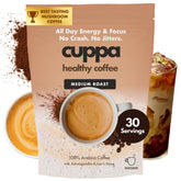 Cuppa frente del empaque mostrando marca y beneficios funcionales