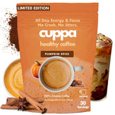 Cuppa Healthy Coffee frasco frontal mostrando etiqueta y ventajas