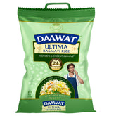 DAAWAT empaque frontal mostrando arroz basmati extra largo y cantidad
