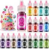 DaCool imagen frontal del set 18 colores mostrando botellas y variedad para repostería