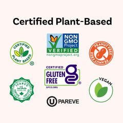 Daiya detalle de etiqueta con ingredientes plant-based y certificaciones claras