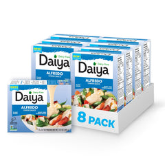 Daiya frente del empaque mostrando formato 14.2 oz y ventaja lista para calentar