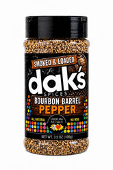 DAK's Spices envase frontal mostrando la marca y la pimienta ahumada