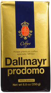 Dallmayr envase frontal mostrando etiqueta y peso, calidad visible