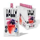 DALLY frente del sobre mixed berry muestra empaque práctico y bajo en calorías