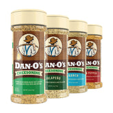 Dan-O's frascos frontales del set Cheesoning mostrando variedad y conveniencia